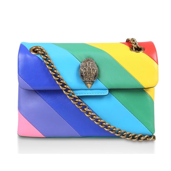 Kurt Geiger London Leather Mini Kensington Rainbow Stripe Crossbody Bag NWT - Picture 8 of 11